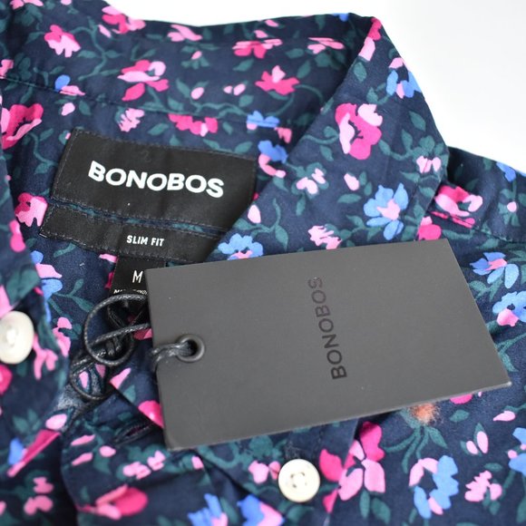 Bonobos NEW M Slim Fit Short Sleeve Shirts Navy - Picture 3 of 7